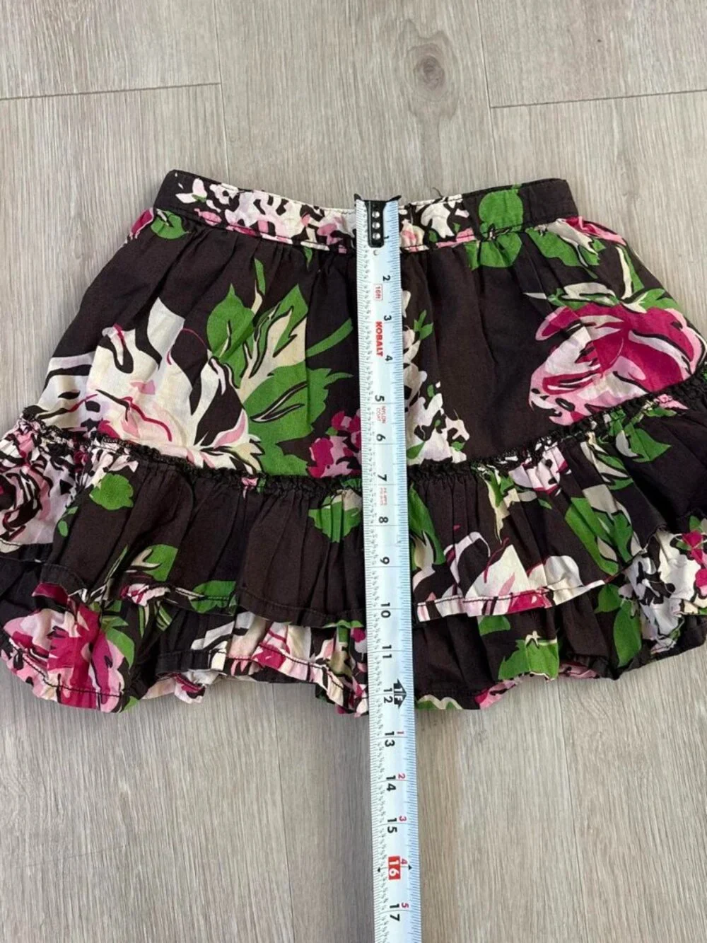 Gap Girls Size 6 Floral Ruffle Skirt Brown Pink Green White Tiered